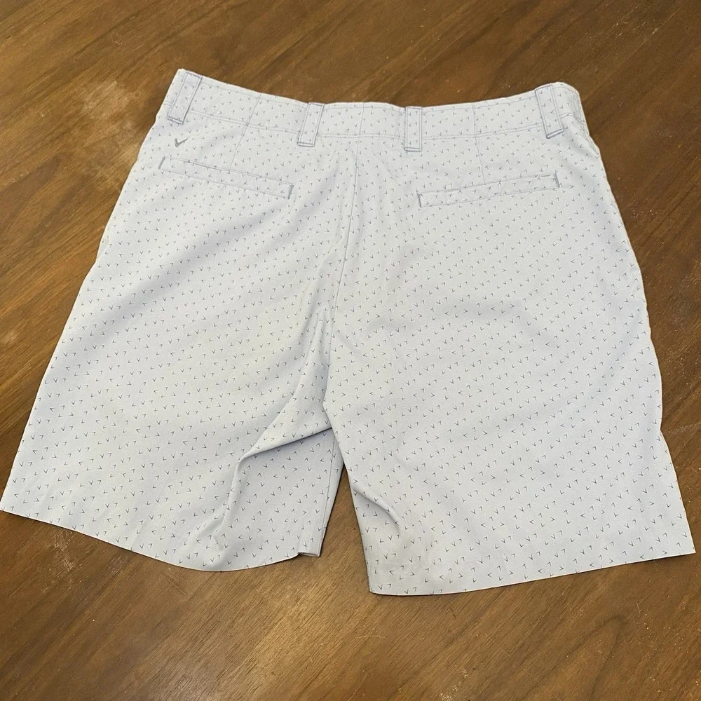 Callaway Mens Golf Shorts Blue Heathered Stretch Performance Flat Front Size 34